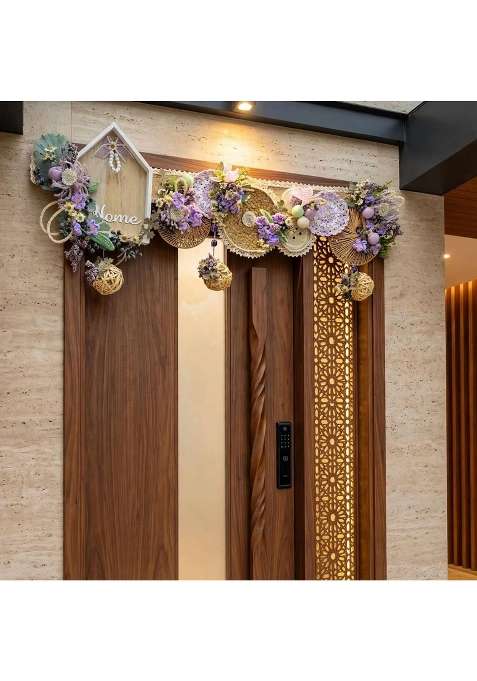 Bankim Multicolor Large Decorative Door Toran Bandhanwar with Fabric Flowers Jute Yarn and Engineered Wood