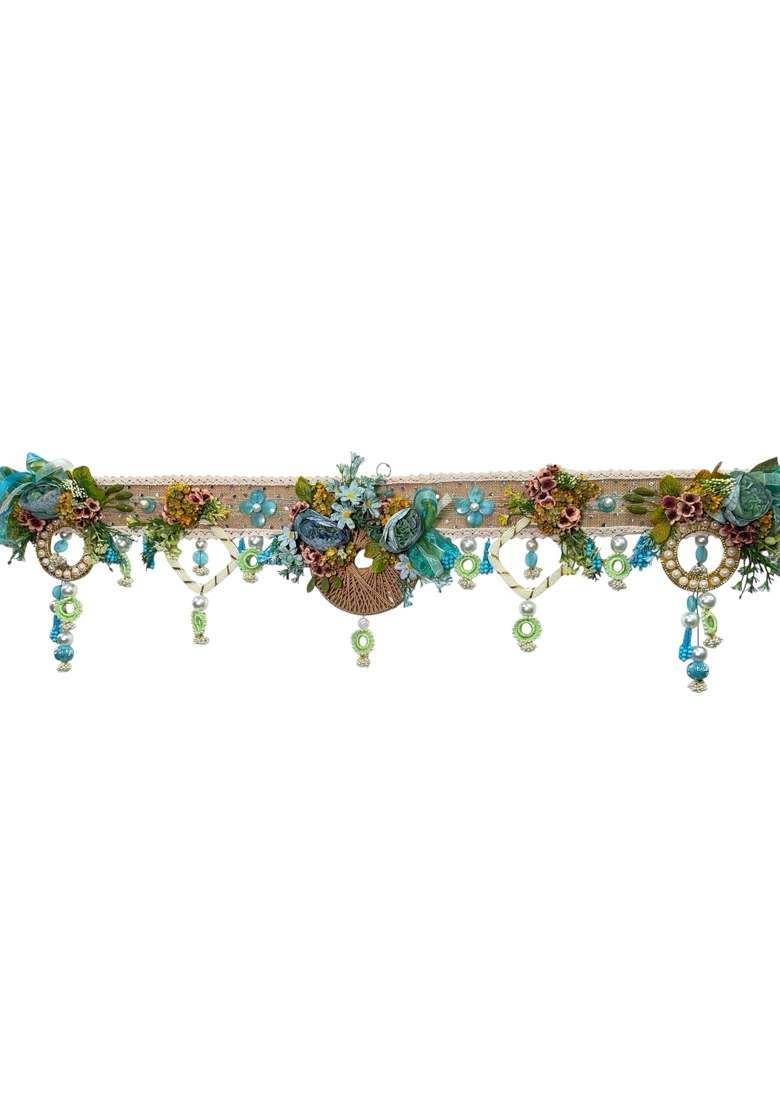 Bankim Multicolor Large Decorative Door Toran Bandhanwar with Fabric Flowers Plastic and Yarn for Home - Indya
