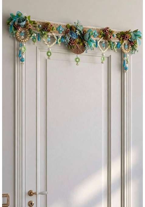 Bankim Multicolor Large Decorative Door Toran Bandhanwar with Fabric Flowers Plastic and Yarn for Home