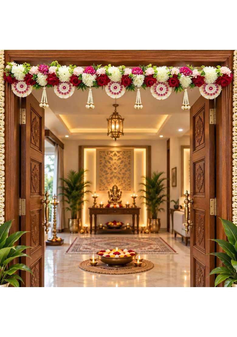 Adikala Floral Rani Rose Toran Bandhanwar for Door Entrance and Temple - Indya