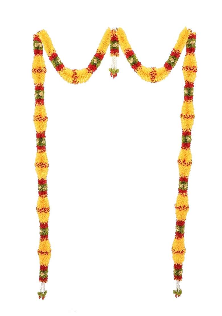 Daedal Crafters Dhamuru Golden Yellow Flower Toran for Main Door Entrance - Indya