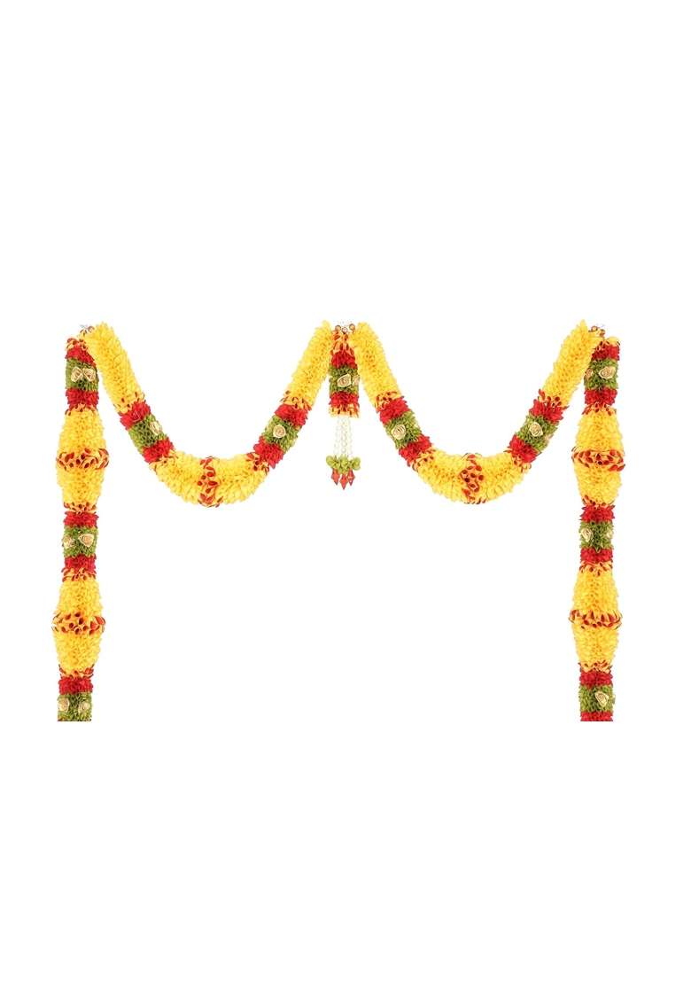 Daedal Crafters Dhamuru Golden Yellow Flower Toran for Main Door Entrance - Indya