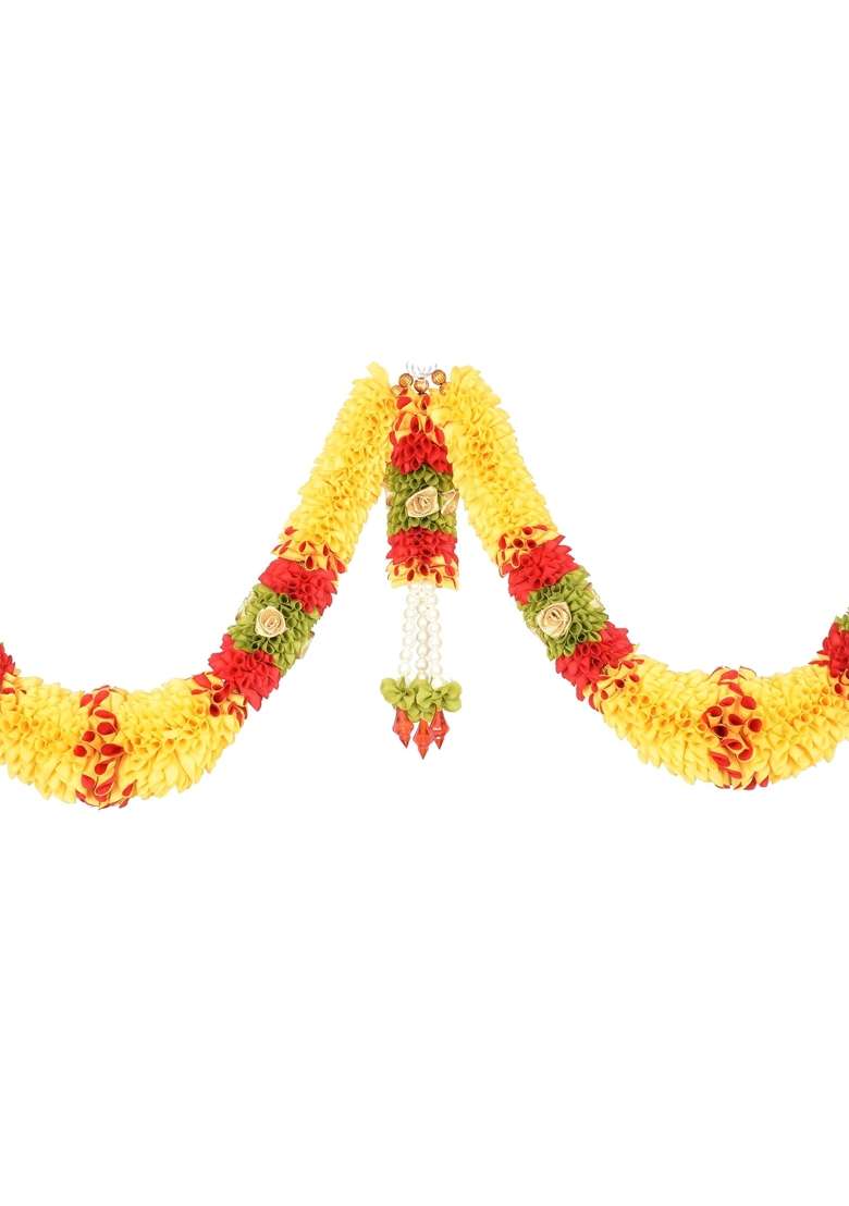 Daedal Crafters Dhamuru Golden Yellow Flower Toran for Main Door Entrance - Indya