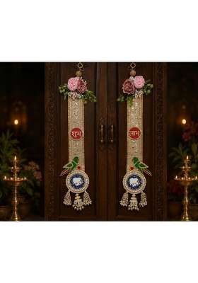 Tyohaaric Handmade Shubh Labh Door Hanging Pair for Main Door Entrance Decoration Set of 2