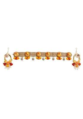 Saffron Shelf Orange and Gold Toran Bandarwal for Home Door Office and Wall Decoration Pack of 1