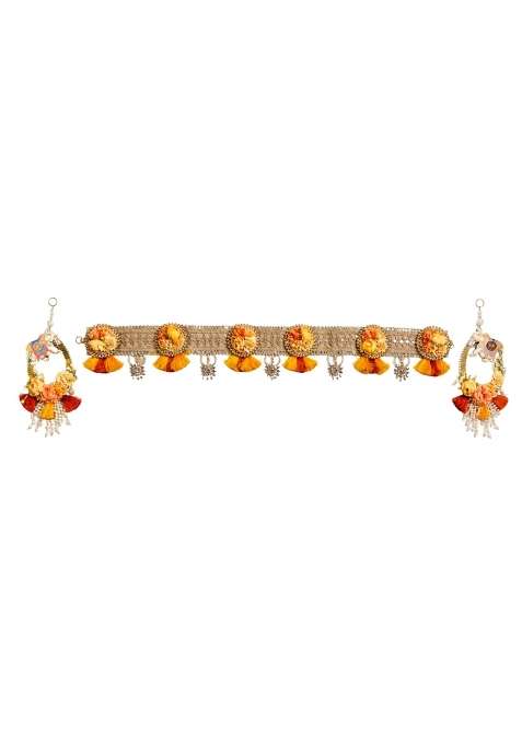 Saffron Shelf Orange and Gold Toran Bandarwal for Home Door Office and Wall Decoration Pack of 1