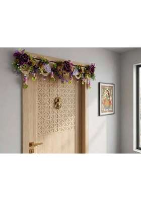 Bankim Multicolor Large Decorative Door Toran Bandhanwar with Fabric Flowers and Plastic for Home Entrance