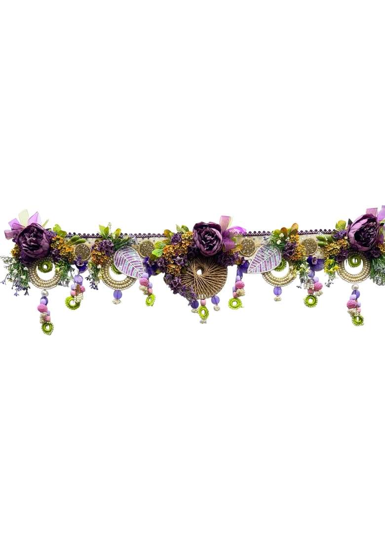 Bankim Multicolor Large Decorative Door Toran Bandhanwar with Fabric Flowers and Plastic for Home Entrance - Indya