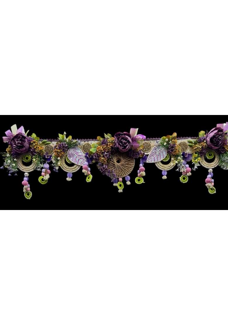 Bankim Multicolor Large Decorative Door Toran Bandhanwar with Fabric Flowers and Plastic for Home Entrance - Indya