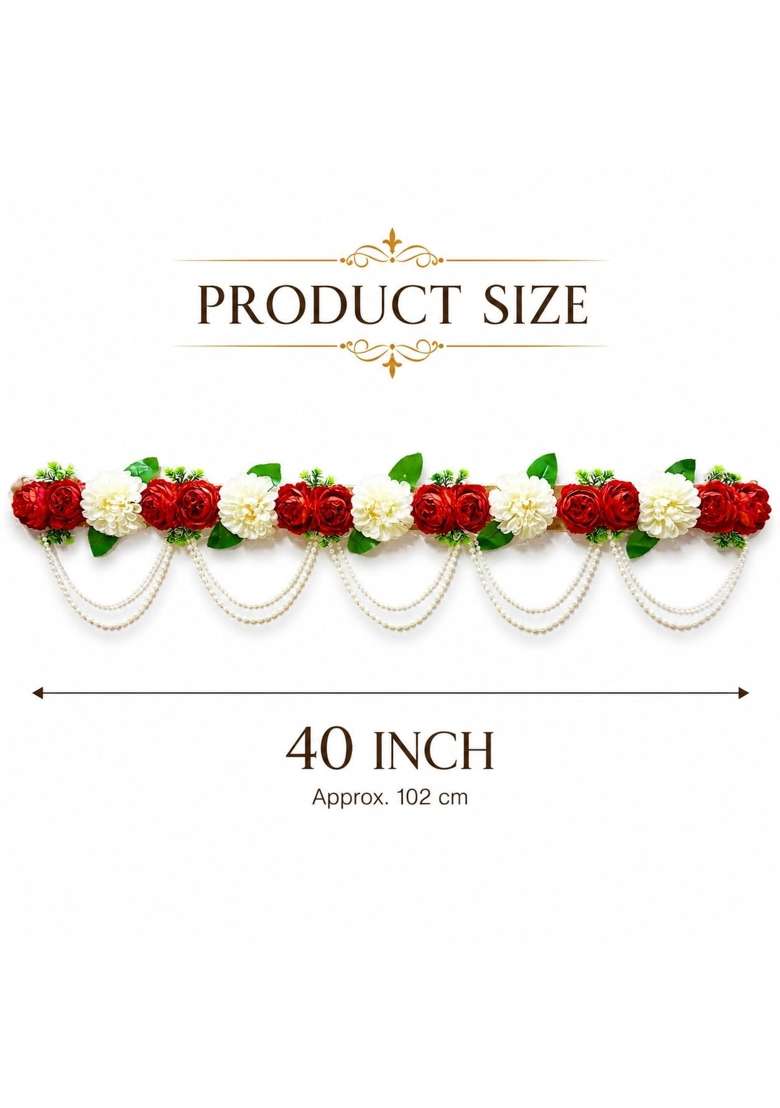 Adikala Red and White Floral Toran Bandhanwar for Door Entrance - Indya