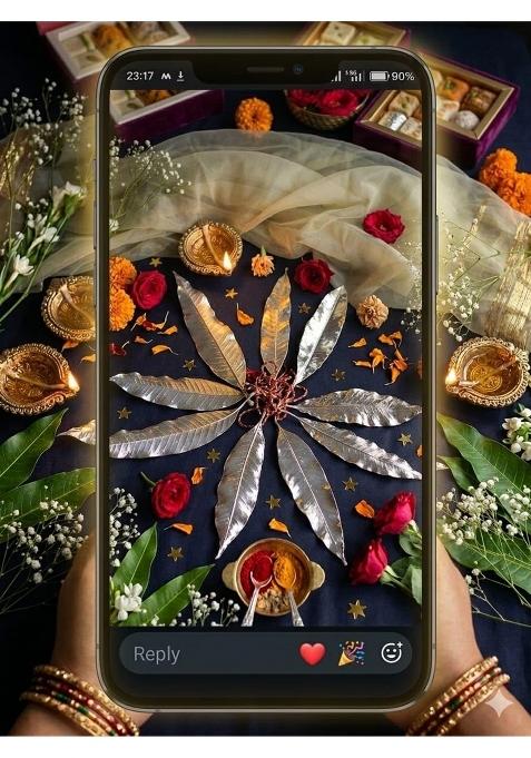 Light Jewels 9 Silver Dipped Mango Leaf Toran for Door Decoration 4 Feet Traditional Indian Bandhanwar