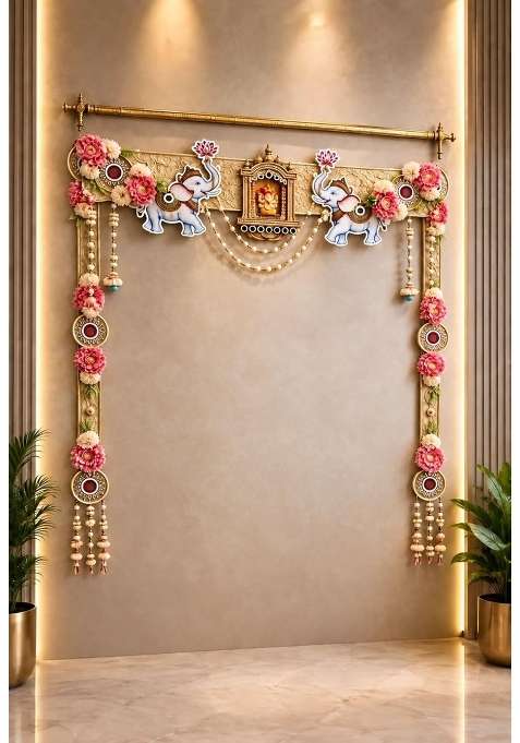 Anishop Traditional Toran Door Hanging with Elephant and Ganesha Motif