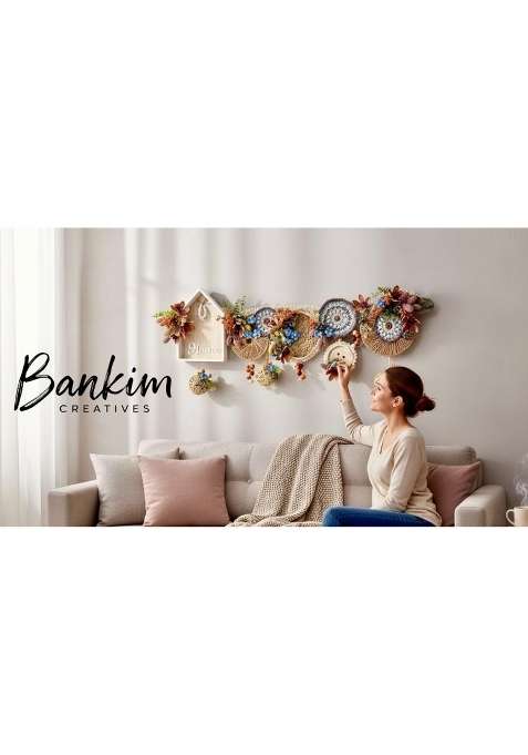 Bankim Multicolor Large Decorative Door Toran Bandhanwar with Fabric Flowers Jute Yarn and Engineered Wood