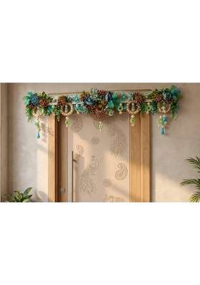 Bankim Multicolor Large Decorative Door Toran Bandhanwar with Fabric Flowers and Plastic for Home Entrance