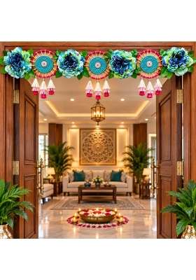 Adikala Big Blue Flower Toran Bandhanwar for Door Entrance and Temple