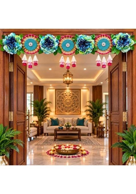 Adikala Big Blue Flower Toran Bandhanwar for Door Entrance and Temple