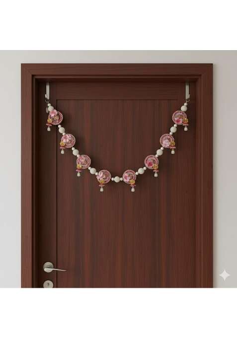 Craftcart Handmade Pink Floral Pearl Door Toran 42 Inches Wide