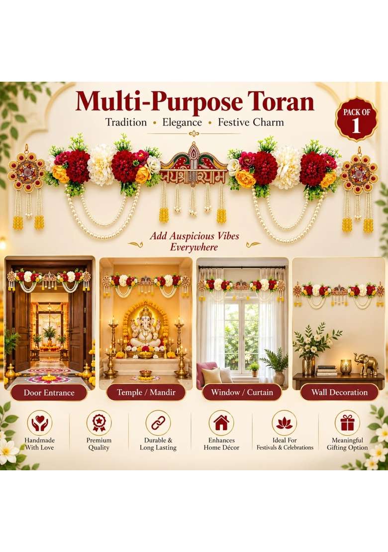 Craft Shop India Jai Shri Shyam Floral Toran Bandhanwar for Door Entrance and Temple - Indya