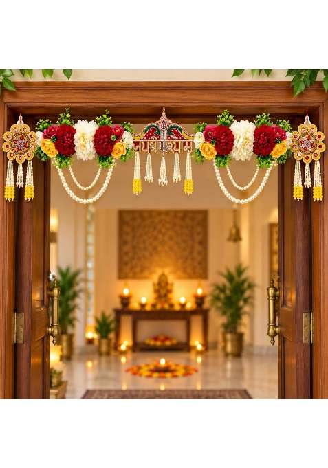 Craft Shop India Jai Shri Shyam Floral Toran Bandhanwar for Door Entrance and Temple