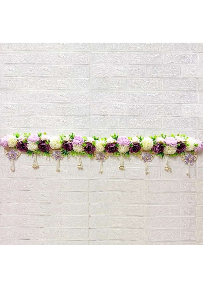 Adikala Light Purple Floral Toran Bandhanwar for Door Entrance and Temple 40 Inch Flower Hanging for Diwali - Indya
