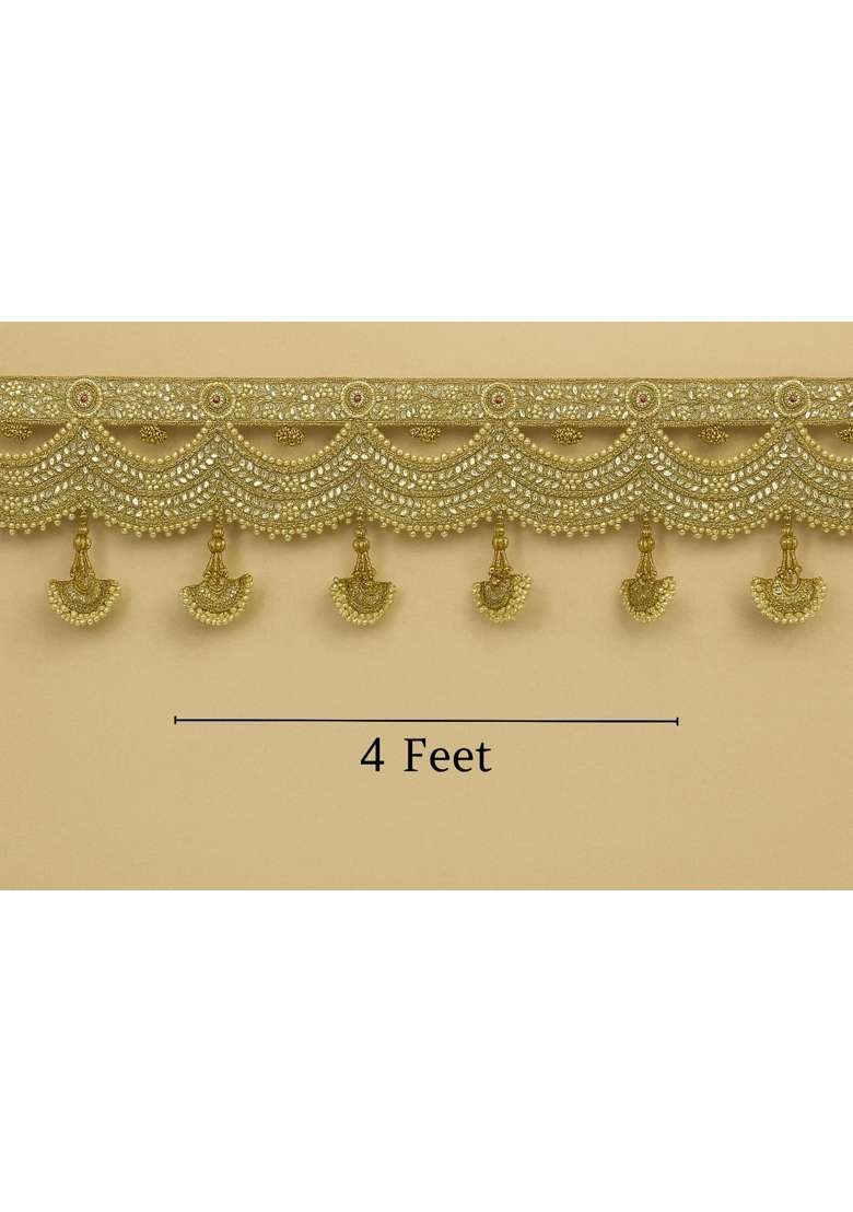 Divyakosh Gold Toran for Door Entrance Size 4 Ft 48 Inch Luxury Festoon Latest Bandanwar - Indya