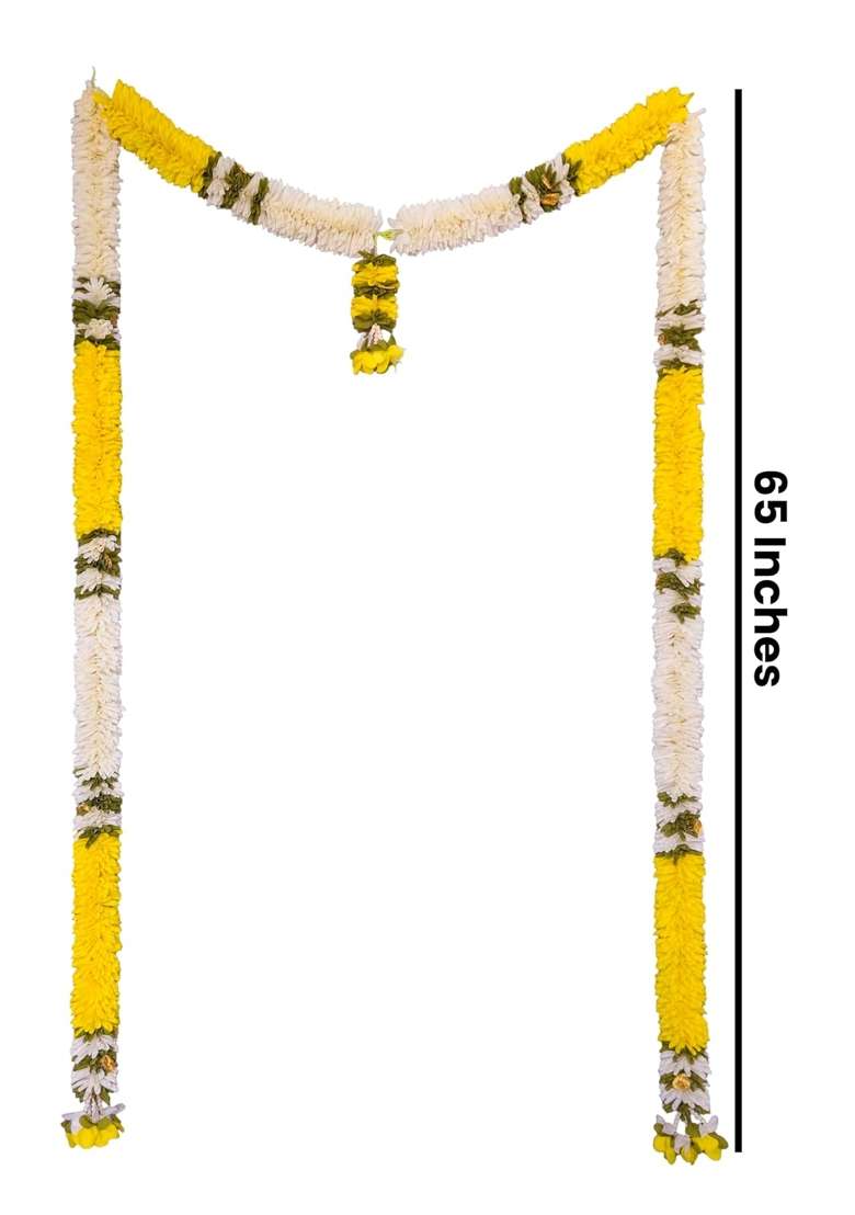Artificial Marigold Jasmine Door Toran Garland 65 Inch - Indya