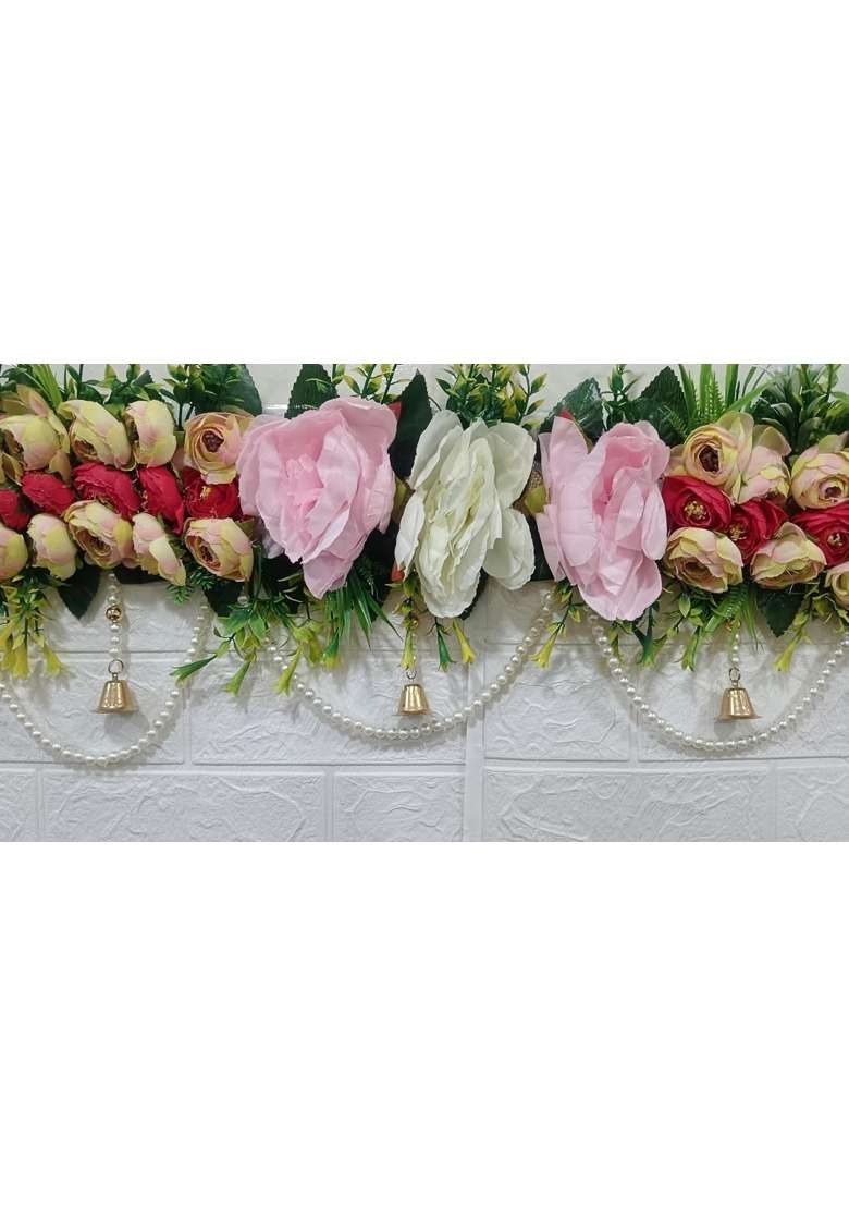 Sellplus Multicolour Artifical Flower and Leaf India Door Hanging Decorative Toran Bandhanwar for Home - Indya