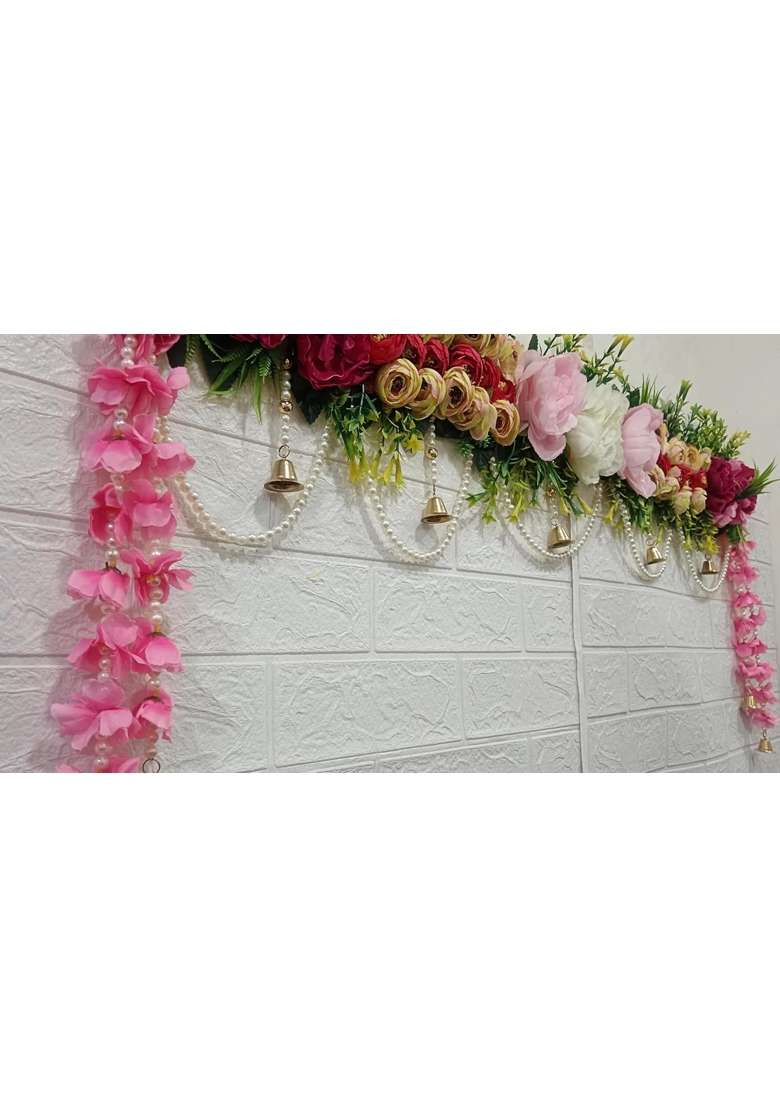 Sellplus Multicolour Artifical Flower and Leaf India Door Hanging Decorative Toran Bandhanwar for Home - Indya