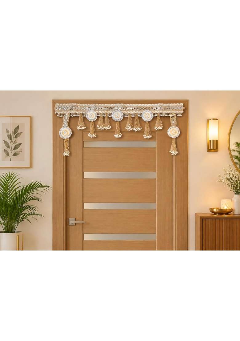 Pearl and Mirror Work Toran for Door Decoration - Indya