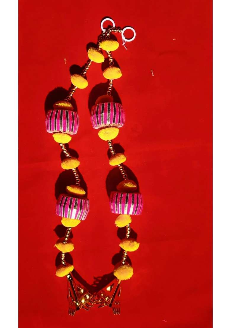 Pink Kriansh Creations Traditional Decorative Handmade Wall and Door Hanging Toran for Home Decor Pack of 10 - Indya