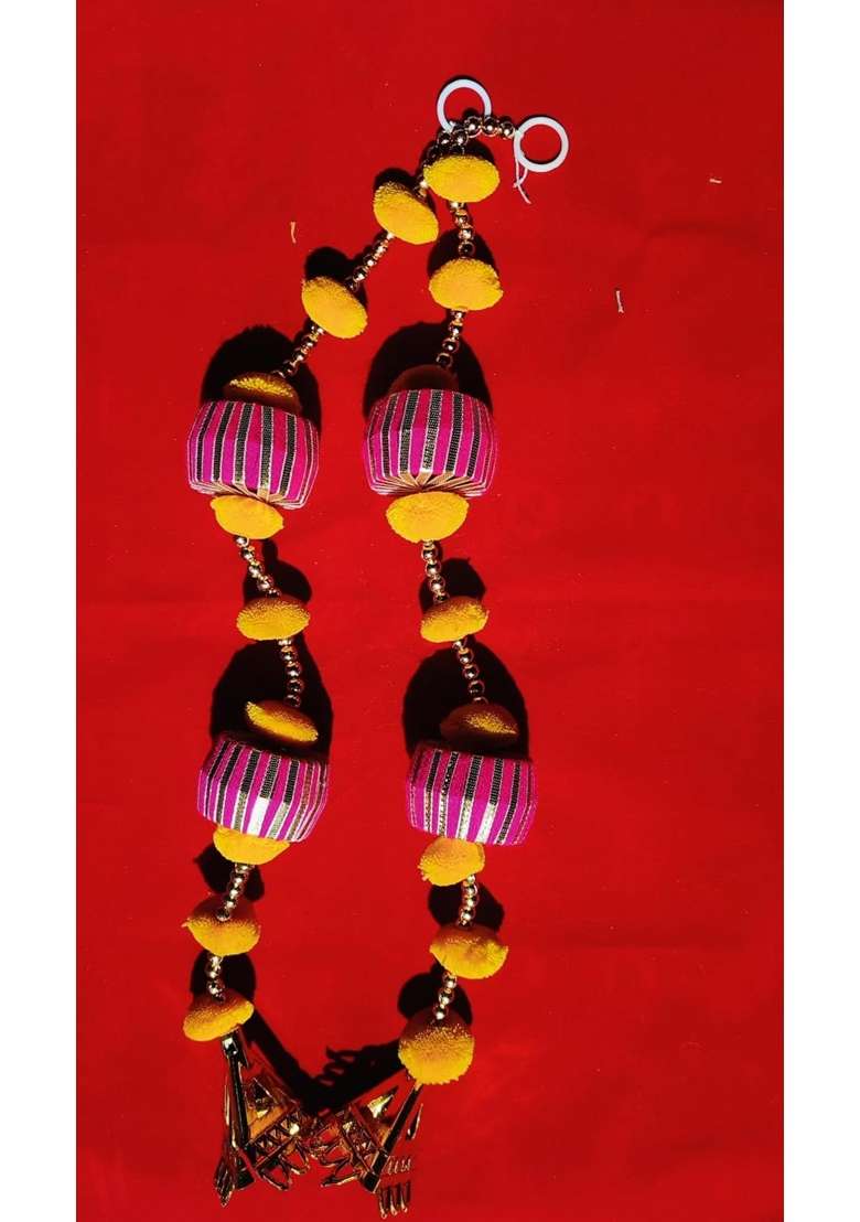 Pink Kriansh Creations Traditional Decorative Handmade Wall and Door Hanging Toran for Home Decor Pack of 10 - Indya