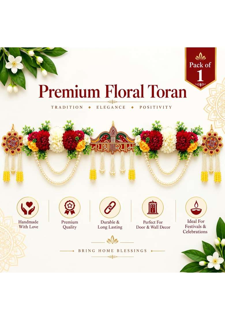 Adikala Jai Shri Shyam Floral Toran Bandhanwar for Door Entrance and Temple - Indya