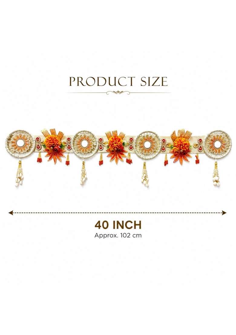 Craft Shop India Orange Flower Toran for Main Door and Mandir - Indya