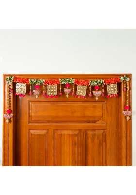 Tyouharindia Multicolour Artificial Flower Toran for Main Door Entrance Reusable Thoran for Pooja Mandir