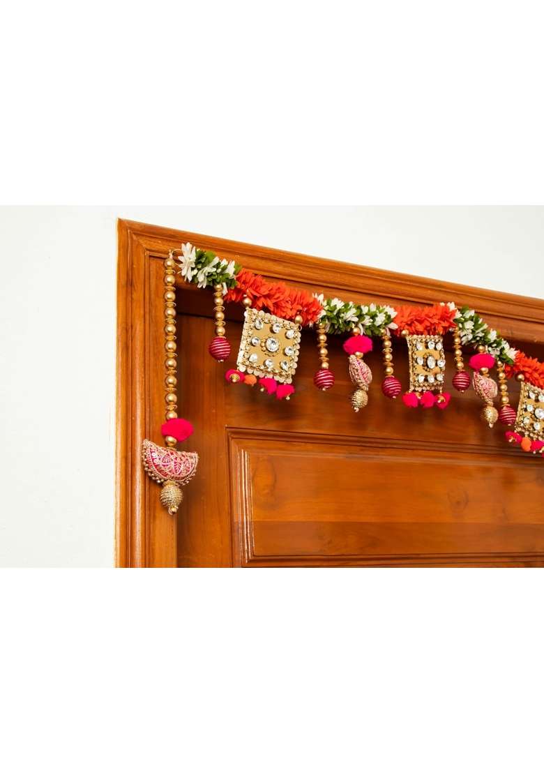 Tyouharindia Multicolour Artificial Flower Toran for Main Door Entrance Reusable Thoran for Pooja Mandir - Indya