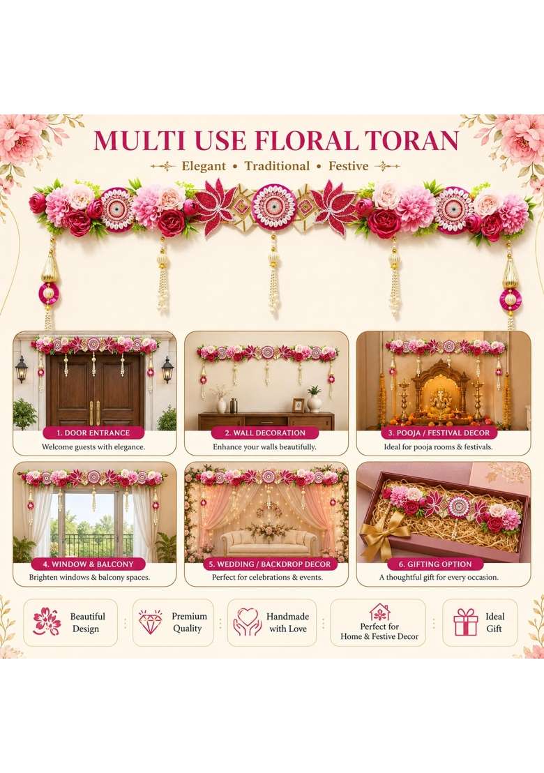 Adikala Multicolor Toran Bandhanwar for Door Entrance Temple Door - Indya