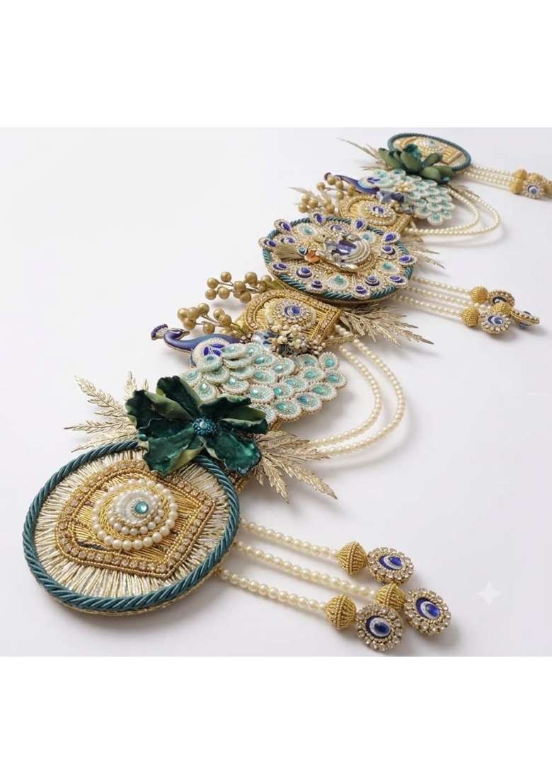 Decorative Peacock Toran with Pearl Chains and Beadwork - Indya