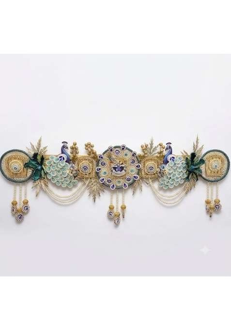 Decorative Peacock Toran with Pearl Chains and Beadwork