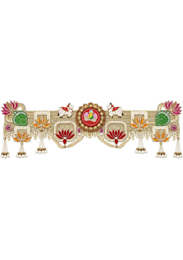 Handcrafted Toran Door Hanging with Ganesha Lotus and Beadwork - Indya