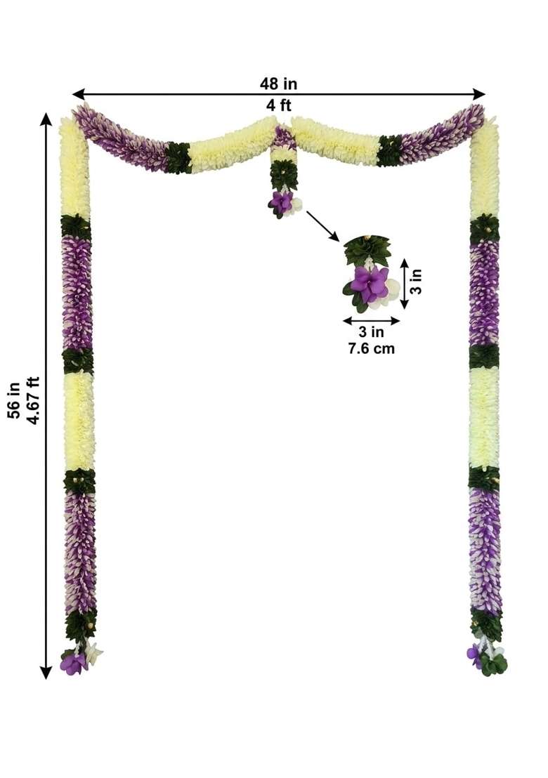 Artificial Flower Toran Door Hanging Garland Purple and White - Indya