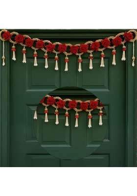 Trendifly Rose Flower Toran Bandhanwar for Main Door Entrance and Pooja Mandir Room Diwali Navratri Festival