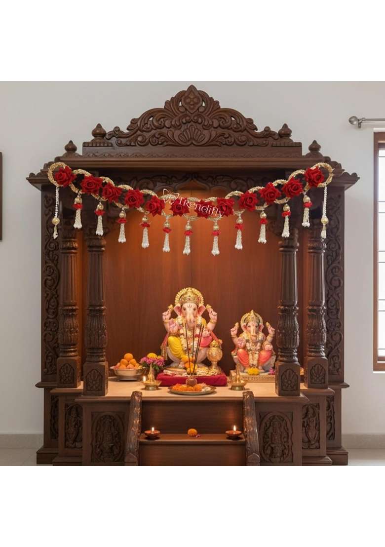Trendifly Rose Flower Toran Bandhanwar for Main Door Entrance and Pooja Mandir Room Diwali Navratri Festival - Indya