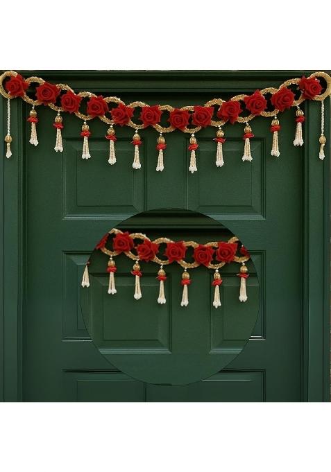 Trendifly Rose Flower Toran Bandhanwar for Main Door Entrance and Pooja Mandir Room Diwali Navratri Festival