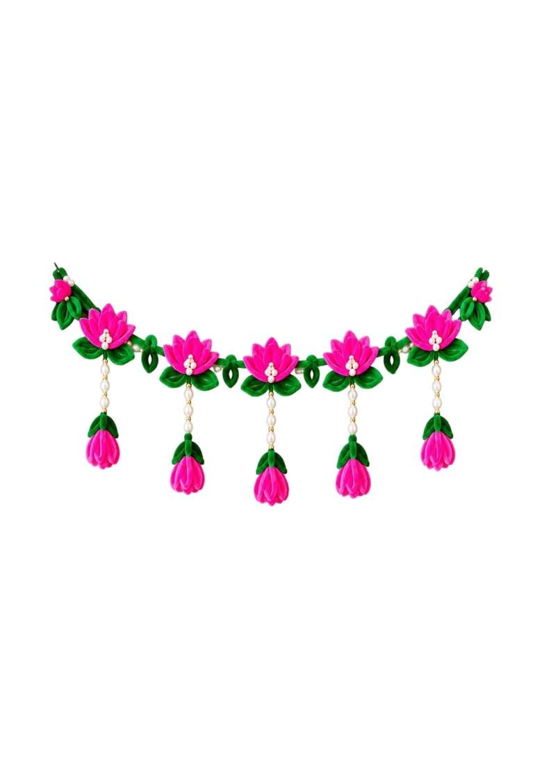 Arteemis Lotus Flower Toran Bandanwar 38 40 Inch Pink - Indya