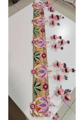 Crafter Preeti Flower Toran for Entrance Door Hanging Mandir Decoration Pooja Room Pink Lotus