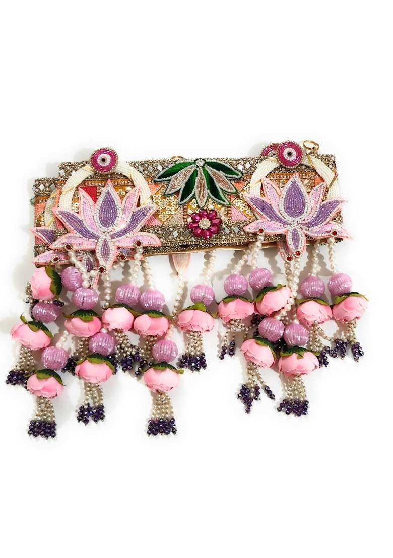 Crafter Preeti Flower Toran for Entrance Door Hanging Mandir Decoration Pooja Room Pink Lotus - Indya
