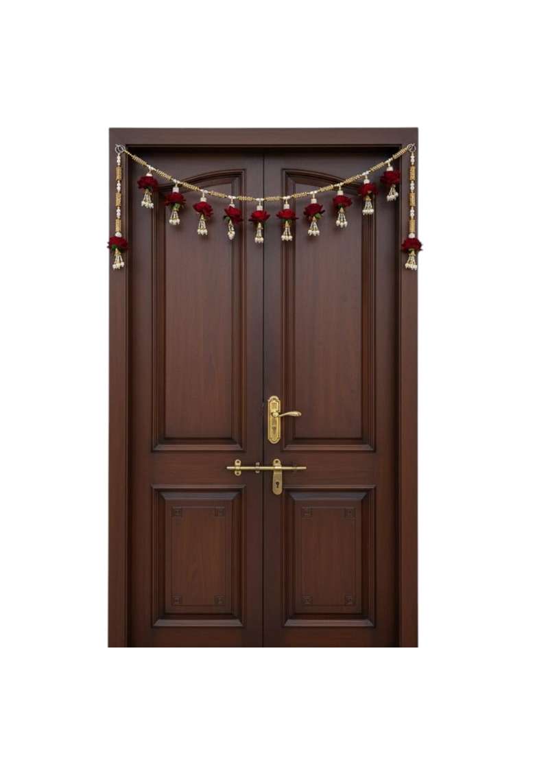 Shaktism Handmade Decoration Toran with Beads Moti Pompom Latkan Door Hanging Bandarwal - Indya