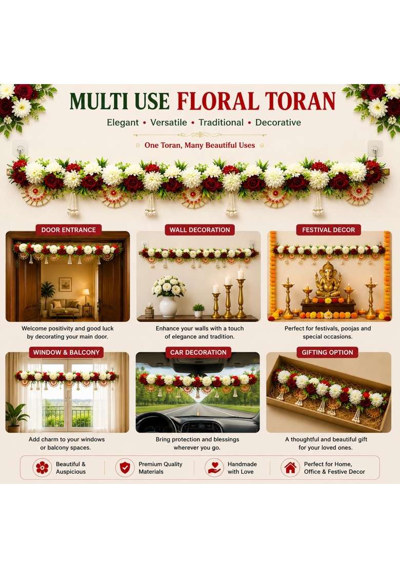 Adikala Multicolor Toran Bandhanwar for Door Entrance Temple Door - Indya