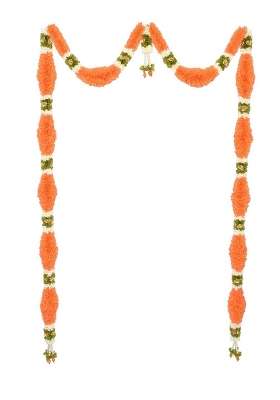 Daedal Crafters Dhamuru Orange Doorway Flower Toran for Main Door Entrance