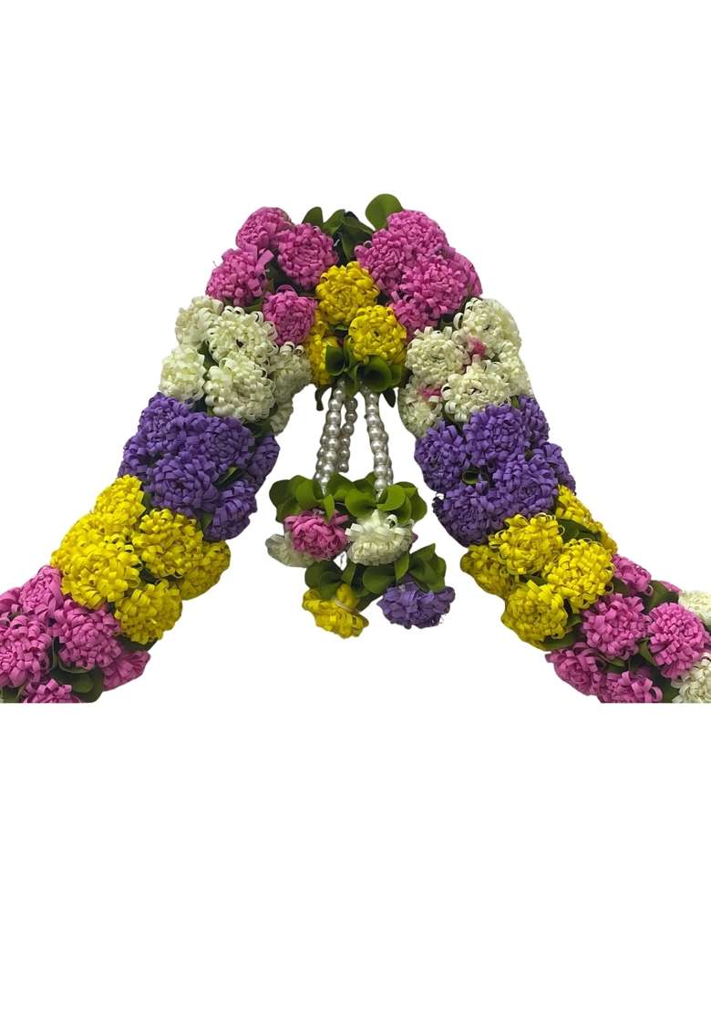 Daedal Crafters Cream and Pink Hanging Artificial Flower Toran for Main Door Entrance - Indya